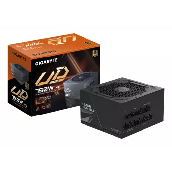 GIGABYTE UD750GM PG5 V2 barošanas bloks - PCIe Gen 5.1, 80 PLUS Gold, pilnībā modulārs dizains, 120 mm ventilators, saderīgs ar ATX 3.1, ES kontaktdakša