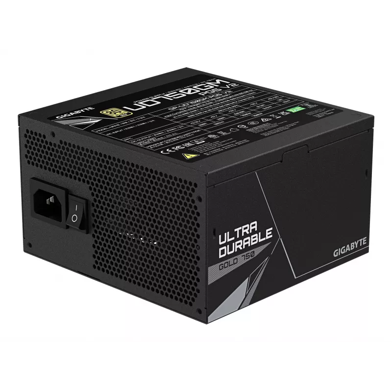 GIGABYTE UD750GM PG5 V2 barošanas bloks - PCIe Gen 5.1, 80 PLUS Gold, pilnībā modulārs dizains, 120 mm ventilators, saderīgs ar ATX 3.1, ES kontaktdakša