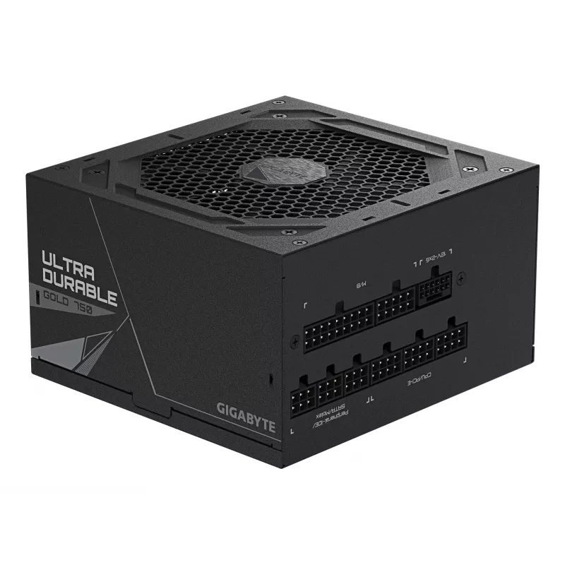 GIGABYTE UD750GM PG5 V2 barošanas bloks - PCIe Gen 5.1, 80 PLUS Gold, pilnībā modulārs dizains, 120 mm ventilators, saderīgs ar ATX 3.1, ES kontaktdakša