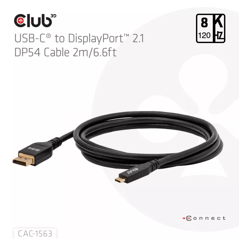 CLUB3D CAC-1563 video kabeļa adapteris 2 m USB Type-C DisplayPort melns