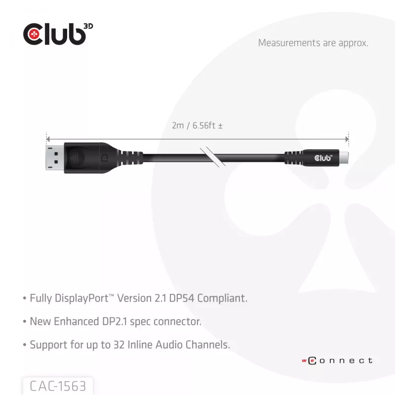 CLUB3D CAC-1563 video kabeļa adapteris 2 m USB Type-C DisplayPort melns
