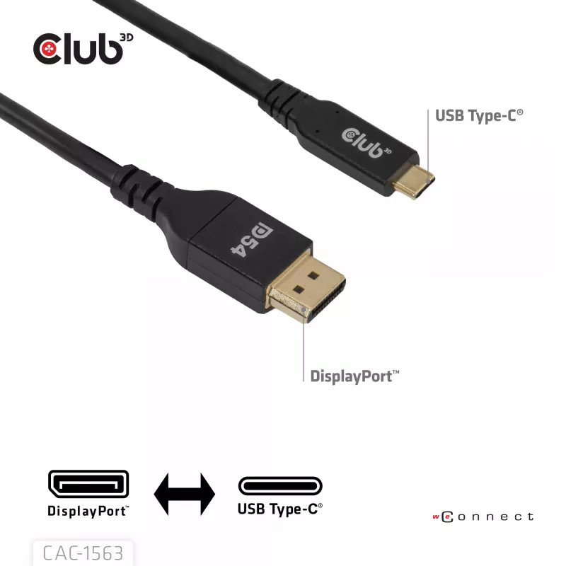 CLUB3D CAC-1563 video kabeļa adapteris 2 m USB Type-C DisplayPort melns