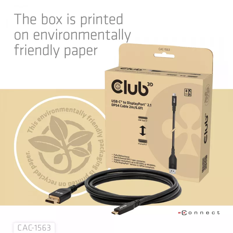 CLUB3D CAC-1563 video kabeļa adapteris 2 m USB Type-C DisplayPort melns