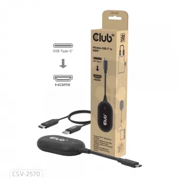 CLUB3D Wireless USB-C® uz HDMI™, 1920 x 1080 pikseļi, AV raidītājs un uztvērējs, vadu un bezvadu, melns, HDCP