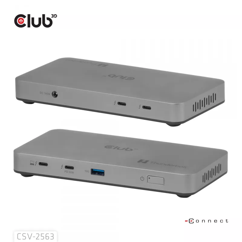 CLUB3D CSV-2563 5-1 Thunderbolt™ 5 Hub Triple video 5K60Hz Thunderbolt™ Share Sertificēts 180 W