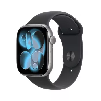 Apple Watch Series 11 GPS 46 mm, Space Grey alumīnija korpuss ar melnu sporta siksniņu – M/L