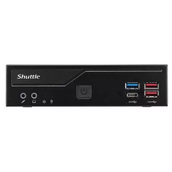 Shuttle Slim PC DH770, S1700, 2x HDMI, 2x DP, 2x 2.5G LAN, 2x COM, 8x USB, 1x 2.5 collu, 2x M.2, 24/7 nepārtraukta darbība, iekļauts VESA