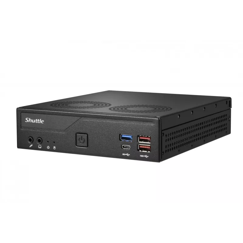 Shuttle Slim PC DH770, S1700, 2x HDMI, 2x DP, 2x 2.5G LAN, 2x COM, 8x USB, 1x 2.5 collu, 2x M.2, 24/7 nepārtraukta darbība, iekļauts VESA
