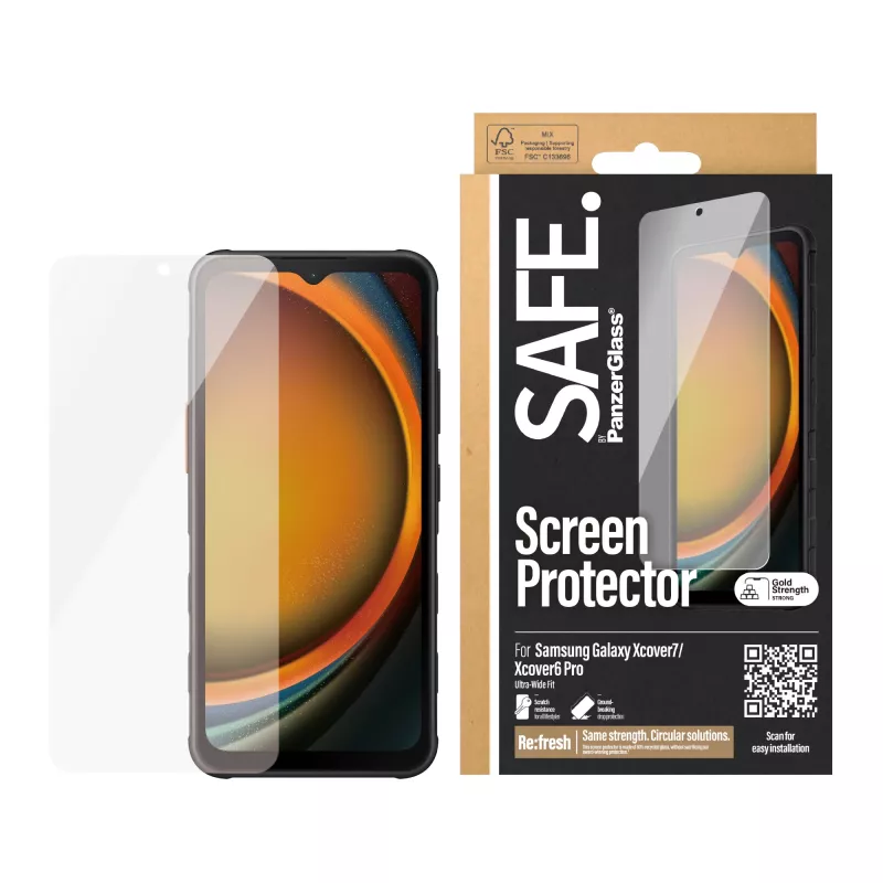 PanzerGlass SAFE. by ® Ekrāna aizsargs Samsung Galaxy Xcover7 | Xcover6 Pro | Ultra-Wide Fit