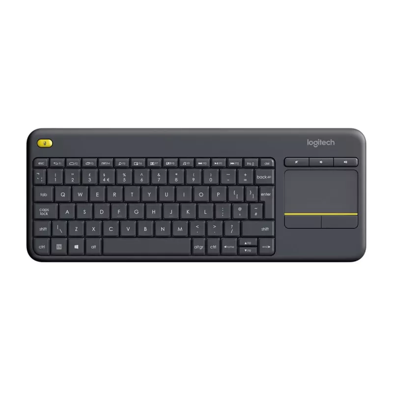 LOGITECH bezvadu skārienklaviatūra K400 Plus - Melna - Qwerty Uk