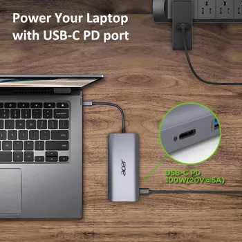 ACER 12in1 Type C Dongle Sudraba