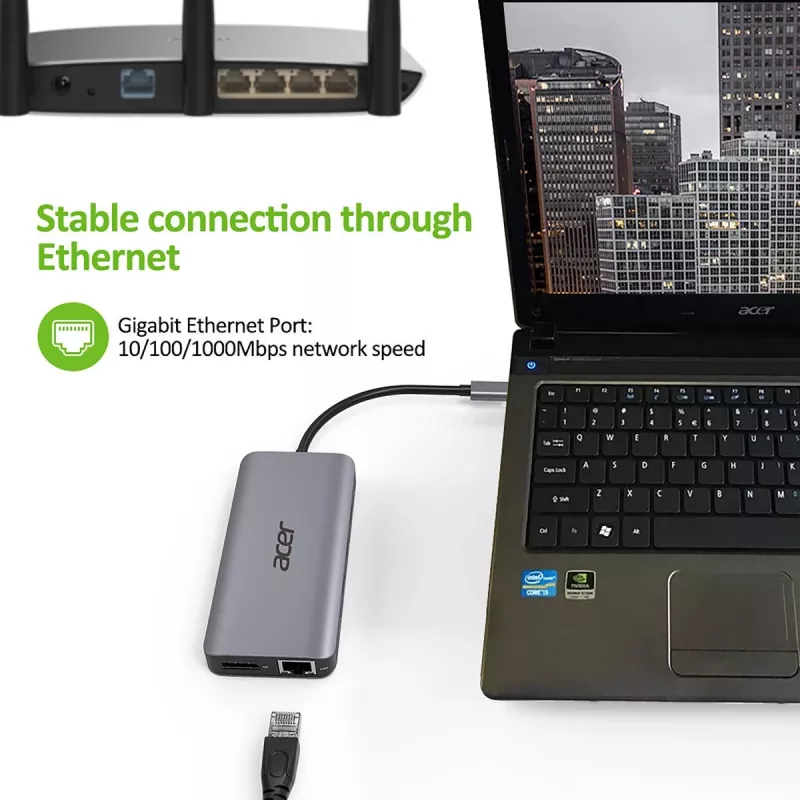 ACER 12in1 Type C Dongle Sudraba