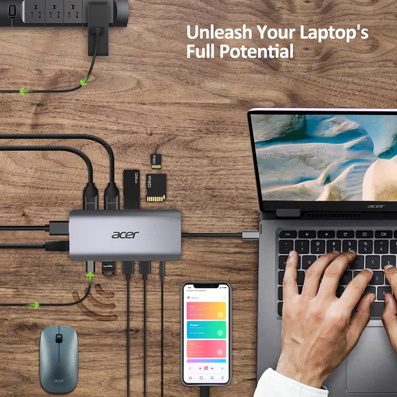 ACER 12in1 Type C Dongle Sudraba