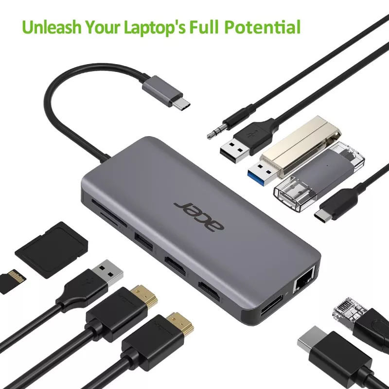 ACER 12in1 Type C Dongle Sudraba