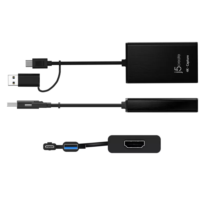 j5create JVA11-N 4K HDMI™ uztveršanas adapteris, melns, USB 3.2 Gen 1 (3.1 Gen 1), 3840 x 2160 pikseļi, alumīnijs, 0,19 m, Taivāna