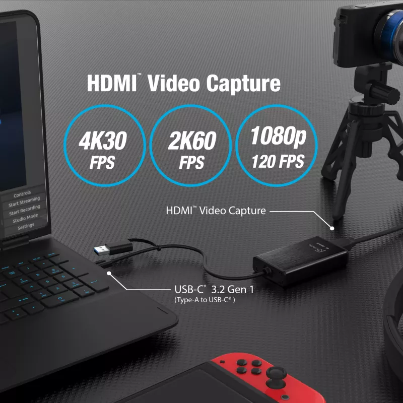 j5create JVA11-N 4K HDMI™ uztveršanas adapteris, melns, USB 3.2 Gen 1 (3.1 Gen 1), 3840 x 2160 pikseļi, alumīnijs, 0,19 m, Taivāna