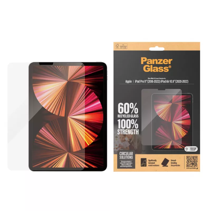 PanzerGlass ® Ekrāna aizsargs iPad Pro 11'' (2018-2022) | iPad Air 10.9'' (2020, 2022) | Ultra-Wide Fit