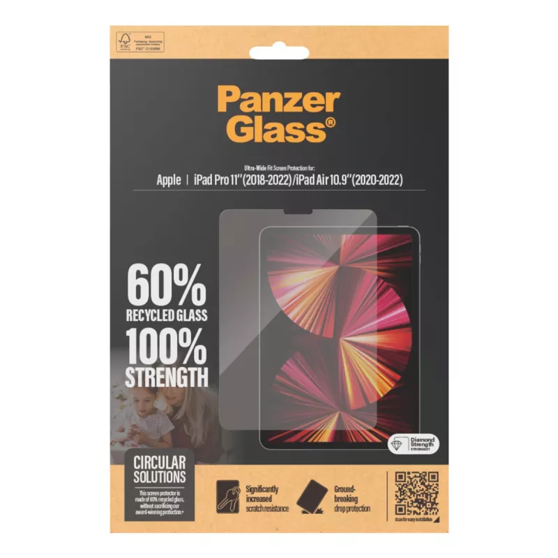 PanzerGlass ® Ekrāna aizsargs iPad Pro 11'' (2018-2022) | iPad Air 10.9'' (2020, 2022) | Ultra-Wide Fit