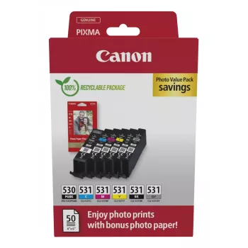 Canon PGI-530/CLI-531 PVP tintes kasetne 6 gab. Oriģināla Melna, Ciāna, Pelēka, Madženta, Foto melna, Dzeltena