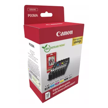 Canon PGI-530/CLI-531 PVP tintes kasetne 6 gab. Oriģināla Melna, Ciāna, Pelēka, Madženta, Foto melna, Dzeltena