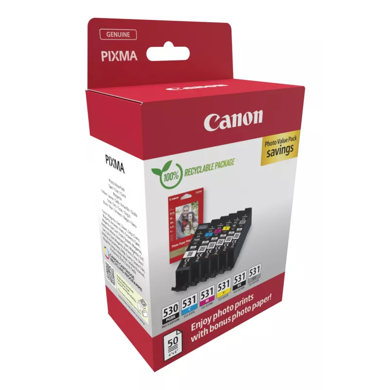 Canon PGI-530/CLI-531 PVP tintes kasetne 6 gab. Oriģināla Melna, Ciāna, Pelēka, Madženta, Foto melna, Dzeltena