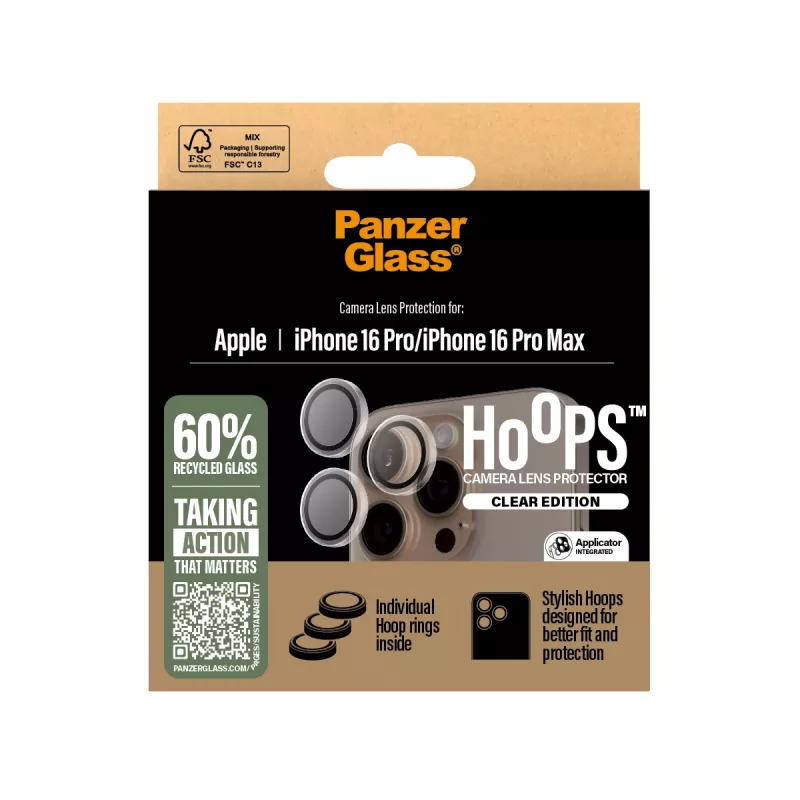 PanzerGlass® Hoops® Camera objektīva aizsargs caurspīdīgs iPhone 16 Pro | 16 Pro Max