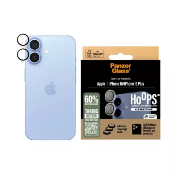 PanzerGlass® Hoops® Kameras lēcu aizsargs caurspīdīgs iPhone 16 | 16 Plus