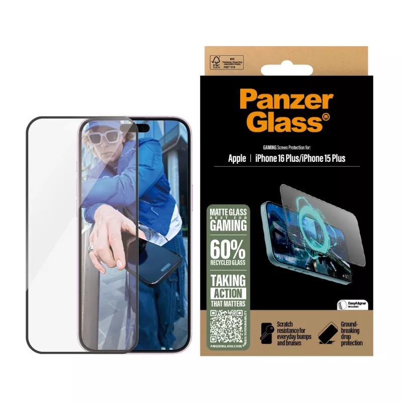 PanzerGlass ® Gaming ekrāna aizsargs iPhone 16 Plus | 15 Plus | Ultra-Wide Fit