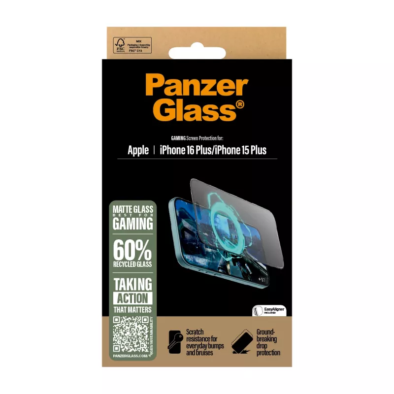 PanzerGlass ® Gaming ekrāna aizsargs iPhone 16 Plus | 15 Plus | Ultra-Wide Fit