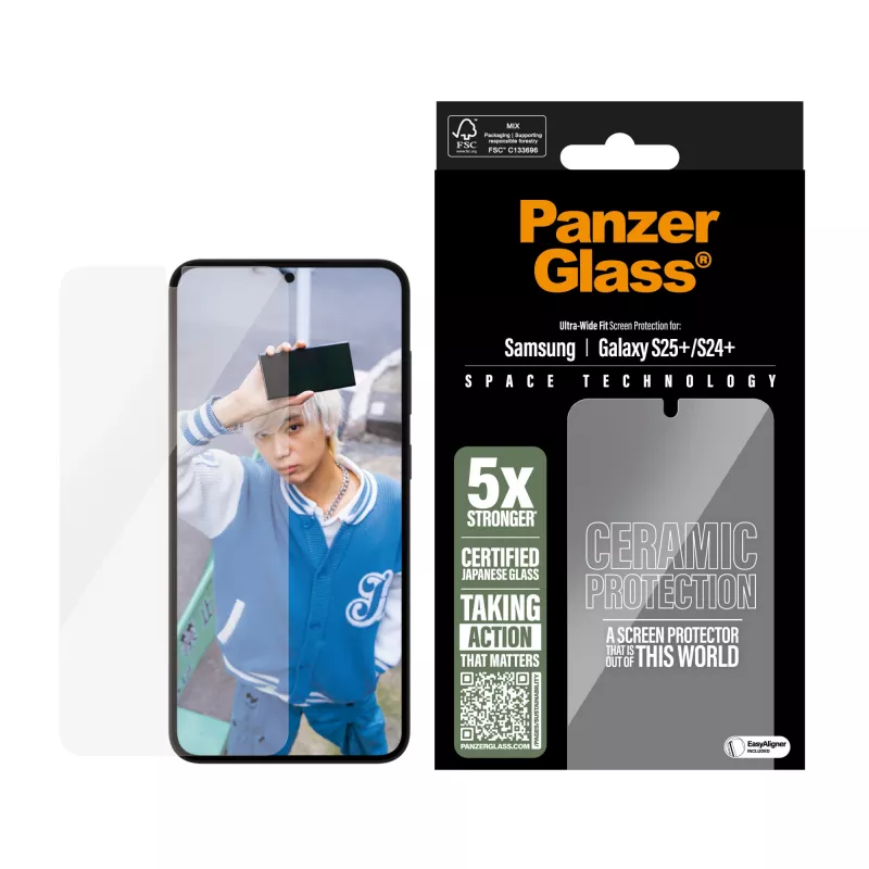 PanzerGlass ® Keramiskais ekrāna aizsargs Samsung Galaxy S25+ | S24+ | Ultra-Wide Fit ar EasyAligner