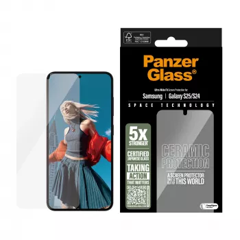 PanzerGlass ® Keramikas ekrāna aizsargs Samsung Galaxy S25 | S24 | Ultra-Wide Fit ar EasyAligner