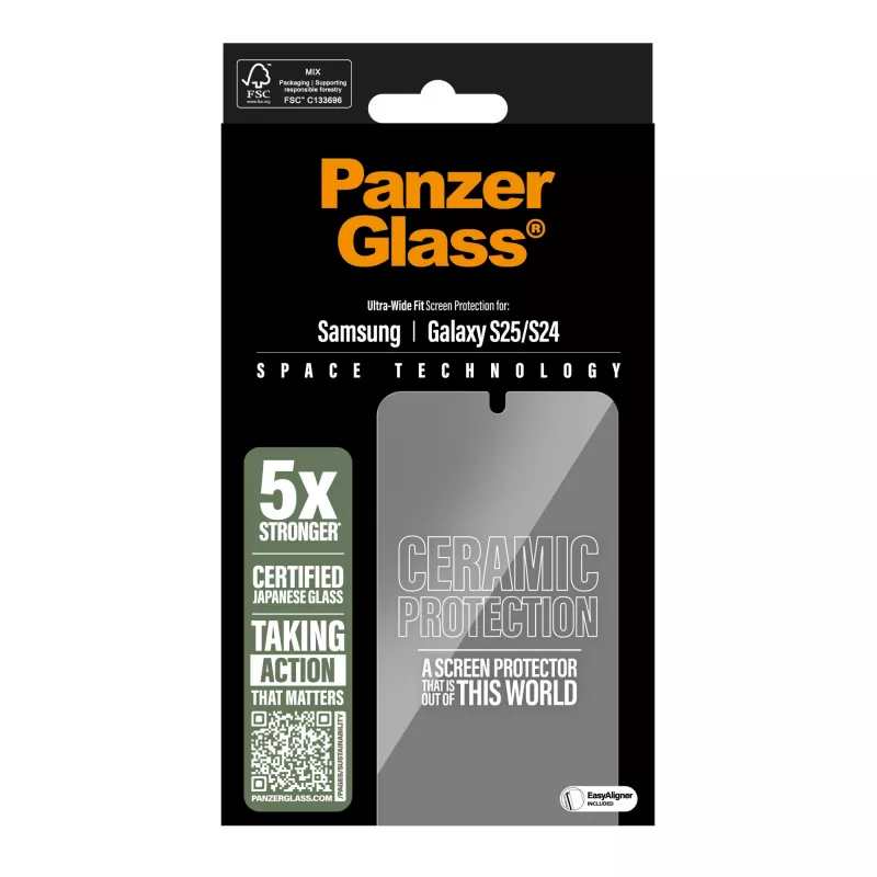 PanzerGlass ® Keramikas ekrāna aizsargs Samsung Galaxy S25 | S24 | Ultra-Wide Fit ar EasyAligner