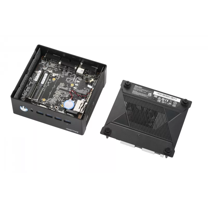 Shuttle Nano PC NT10H5, Intel Core Ultra 5 125H, Intel Arc grafika, 2xHDMI, 2xUSB 4.0 (DP), 2x2.5Gbit LAN, iekļauts VESA 24/7 pastāvīgai darbībai