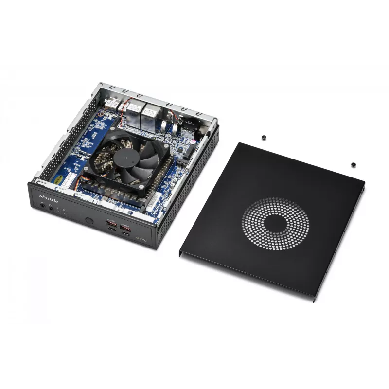 Shuttle Slim AI PC DN11H7 Intel Core Ultra 7 155H, Intel Arc grafika, 2xHDMI, 2x DP, 4x 2.5 Gbit LAN, VESA, 24/7 pastāvīga darbība