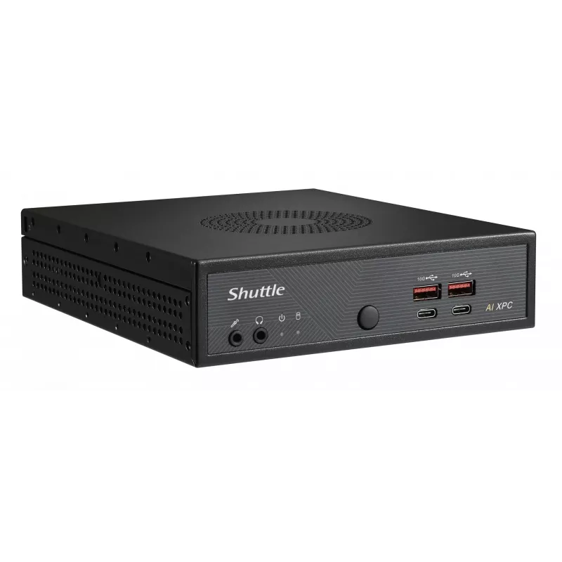 Shuttle Slim AI PC DN11H5 Intel Core Ultra 5 125H, Intel Arc grafika, 2xHDMI, 2x DP, 4x 2.5Gbit LAN, VESA, 24/7 nepārtraukta darbība