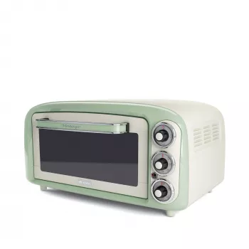 Ariete 979 Design 18 litru elektriskā cepeškrāsns, piemērota 30 cm picai, 1380 W, 3 gatavošanas pozīcijas, 60 minūšu taimeris, nerūsējošais tērauds, pasteļzaļa