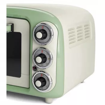 Ariete 979 Design 18 litru elektriskā cepeškrāsns, piemērota 30 cm picai, 1380 W, 3 gatavošanas pozīcijas, 60 minūšu taimeris, nerūsējošais tērauds, pasteļzaļa