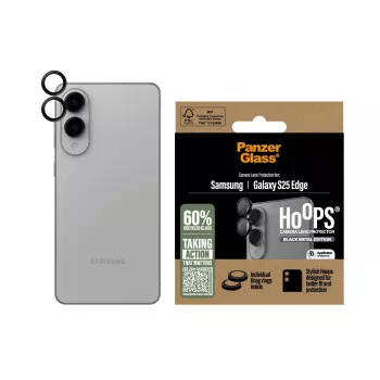 PanzerGlass® Hoops® Kameras lēcu aizsargs Melns Samsung S25 Edge