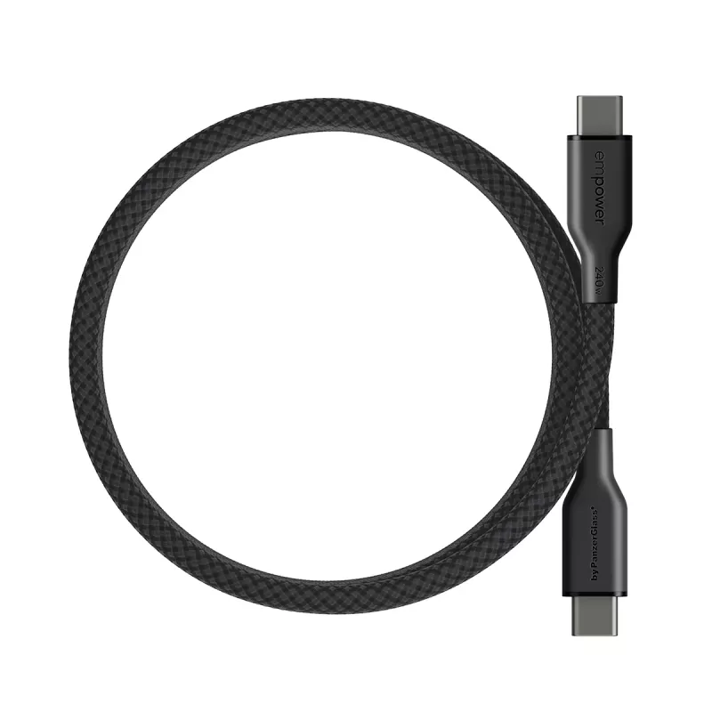 PanzerGlass empower™ by ® Magnetic 240W USB-C uz USB-C kabelis | USB 2.0 | 1,5M | Space Melns