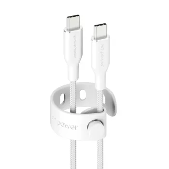 PanzerGlass empower™ by ® Racing 60W USB-C uz USB-C kabelis | USB 2.0 | 2 m | sudrabaini balts