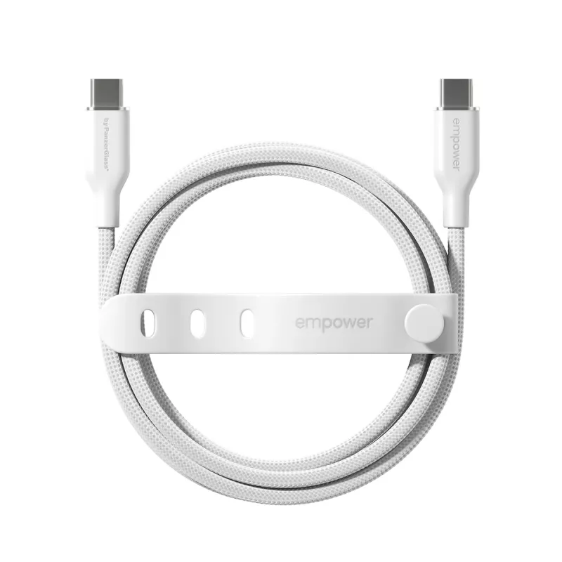 PanzerGlass empower™ by ® Racing 60W USB-C uz USB-C kabelis | USB 2.0 | 2 m | sudrabaini balts