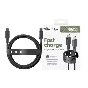 PanzerGlass empower™ by ® Racing 240W USB-C uz USB-C kabelis | USB 2.0 | 1,2 m | Kosmiskais melns