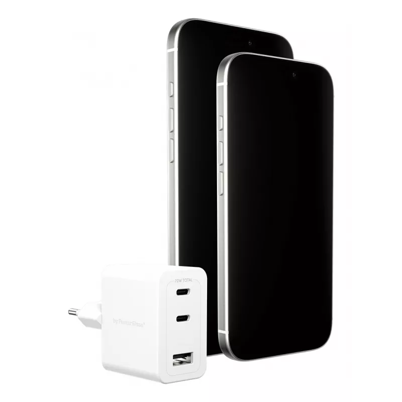 PanzerGlass empower™ by ® Turbo 70W Multiple Charger incl. 2 x USB-C + USB-A | EU Plug | Silver balta