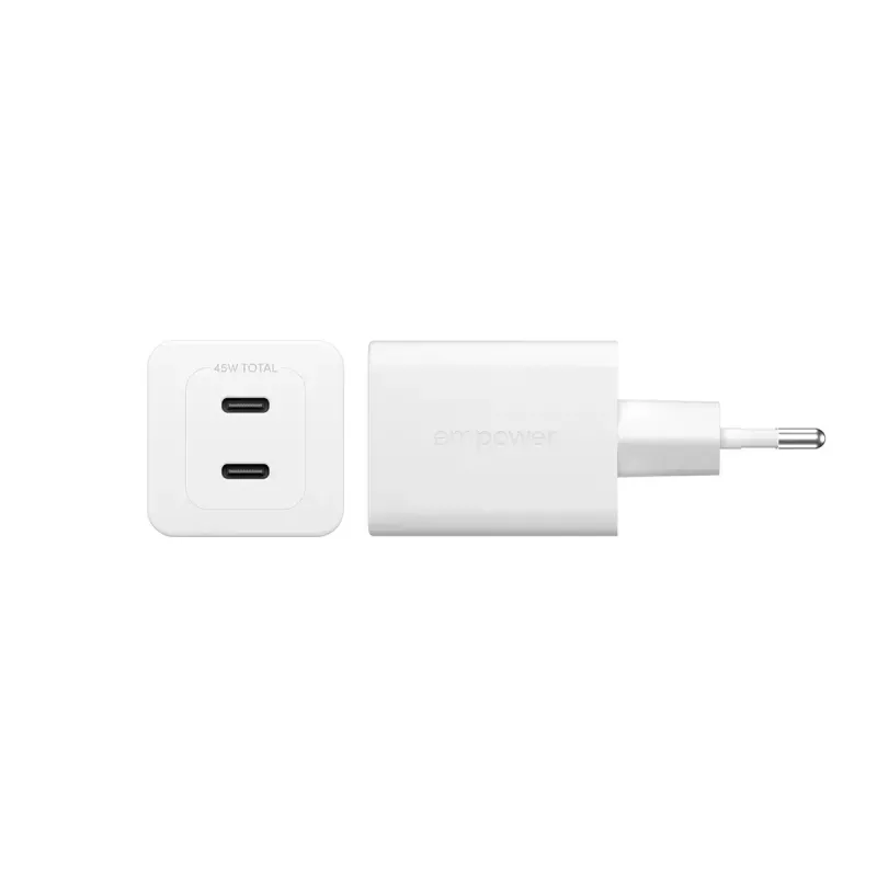 PanzerGlass empower™ by ® Turbo 45W Charger incl. 2 x USB-C | EU Plug | Silver balta