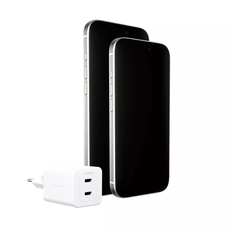 PanzerGlass empower™ by ® Turbo 45W Charger incl. 2 x USB-C | EU Plug | Silver balta