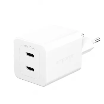 PanzerGlass empower™ by ® Turbo 45W Charger incl. 2 x USB-C | EU Plug | Silver balta