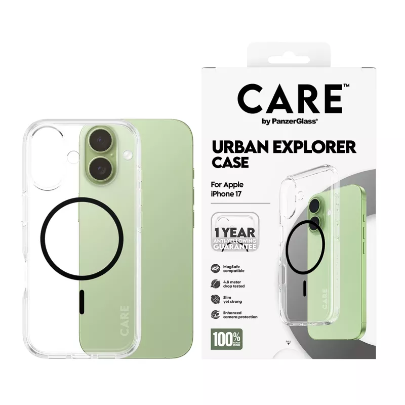 Vāciņš PanzerGlass CARE by Flagship Case Caurspīdīgs Urban Explorer Melns MagSafe iPhone 17