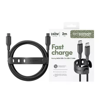 PanzerGlass empower™ by ® Racing 240W USB-C uz USB-C kabelis | USB 2.0 | 2M | Kosmosa melna