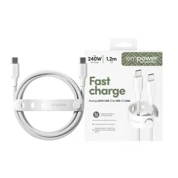 PanzerGlass empower™ by ® Racing 240W USB-C–USB-C kabelis | USB 2.0 | 1,2 m | sudrabbalts