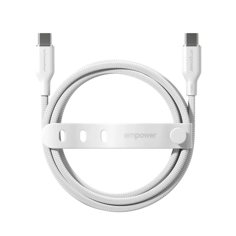 PanzerGlass empower™ by ® Racing 240W USB-C–USB-C kabelis | USB 2.0 | 1,2 m | sudrabbalts
